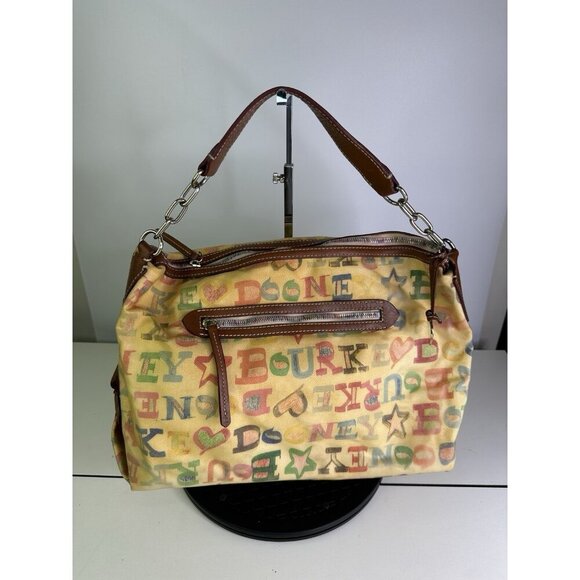 VTG Dooney & Bourke Colorful Alphabet Print Women's Bag (yellowed PVC) - Picture 6 of 13